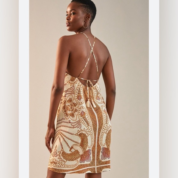 Farm Rio x Anthropologie Boho Halter Mini Dress - Picture 2 of 6